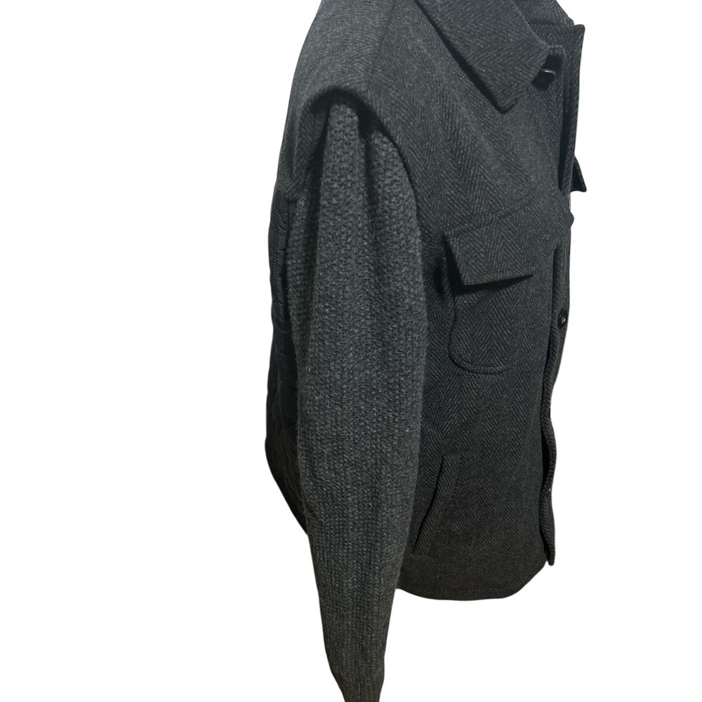 New Robert Graham Prof Hinkle Grey Herringbone Knit Sleeve Shirt Jacket M - Picture 3 of 8